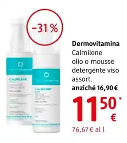 dm drogerie markt Dermovitamina Calmilene olio o mousse detergente viso offerta