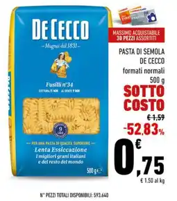 Conad Pasta di semola DE CECCO offerta