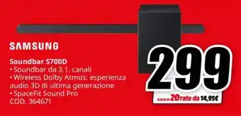 MediaWorld SAMSUNG Soundbar S700D offerta