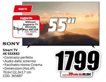 MediaWorld SONY Smart TV 4K 55XR83 offerta