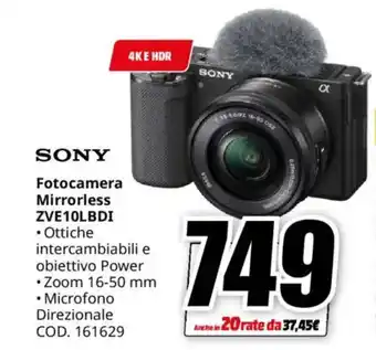 MediaWorld SONY Fotocamera Mirrorless ZVE10LBDI offerta