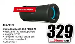 MediaWorld SONY Cassa Bluetooth ULT FIELD 70 offerta