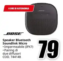 MediaWorld BOSE Speaker Bluetooth Soundlink Micro offerta