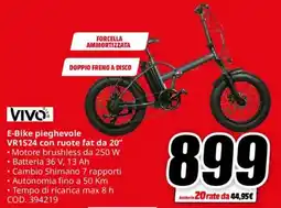 MediaWorld VIVO E-Bike pieghevole VR1S24 con ruote fat da 20" offerta