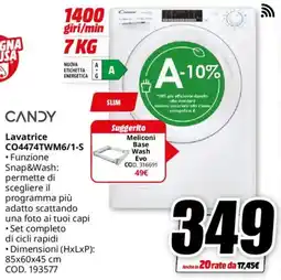 MediaWorld CANDY Lavatrice CO4474TWM6/1-S offerta