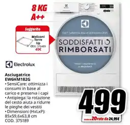 MediaWorld Electrolux Asciugatrice EW6HM182G offerta