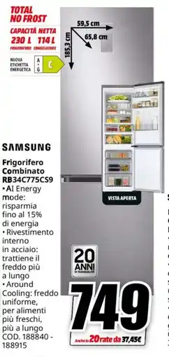 MediaWorld SAMSUNG Frigorifero Combinato RB34C775CS9 offerta