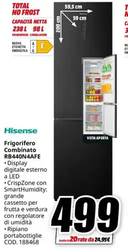 MediaWorld Hisense Frigorifero Combinato RB440N4AFE offerta