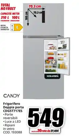 MediaWorld CANDY Frigorifero Doppia porta CDG5T717ES offerta