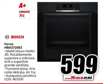 MediaWorld BOSCH Forno HBA372EB3 offerta