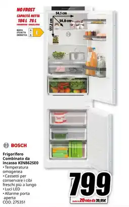 MediaWorld BOSCH Frigorifero Combinato da incasso KIN862SE0 offerta