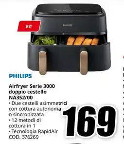 MediaWorld PHILIPS Airfryer Serie 3000 doppio cestello NA352/00 offerta