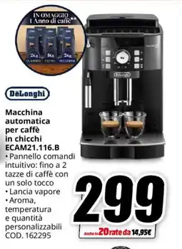 MediaWorld DeLonghi Macchina automatica per caffè in chicchi ECAM21.116.B offerta