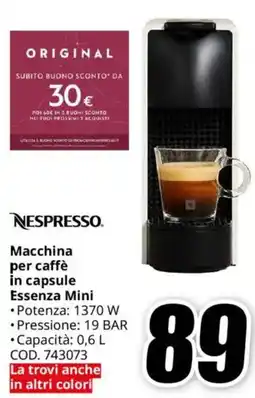 MediaWorld NESPRESSO Macchina per caffè in capsule Essenza Mini offerta