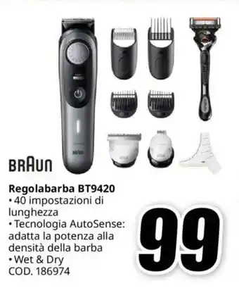 MediaWorld BRAUN Regolabarba BT9420 offerta