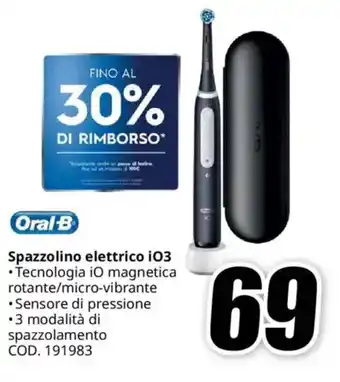 MediaWorld Oral B Spazzolino elettrico iO3 offerta