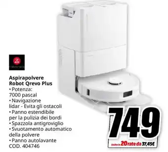 MediaWorld Aspirapolvere Robot Qrevo Plus offerta