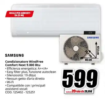 MediaWorld SAMSUNG Condizionatore WindFree Comfort Next 9.000 Btu offerta