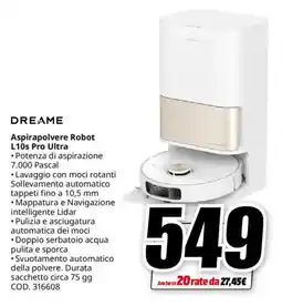 MediaWorld DREAME Aspirapolvere Robot L10s Pro Ultra offerta