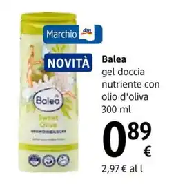 dm drogerie markt Balea gel doccia nutriente con olio d'oliva offerta