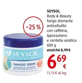 dm drogerie markt SEYSOL Body & Beauty fango drenante anticellulite con caffeina, ippocastano e centella asiatica offerta