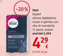 dm drogerie markt Veet Expert strisce depilatorie corpo e gambe con olio di mandorla offerta