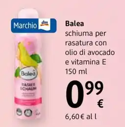 dm drogerie markt Balea schiuma per rasatura con olio di avocado e vitamina E offerta