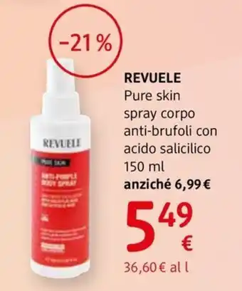 dm drogerie markt REVUELE Pure skin spray corpo anti-brufoli con acido salicilico offerta