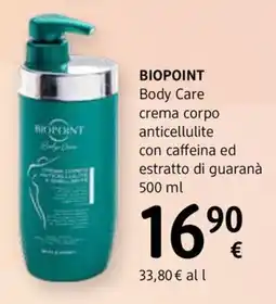 dm drogerie markt BIOPOINT Body Care crema corpo anticellulite con caffeina ed estratto di guaranà offerta