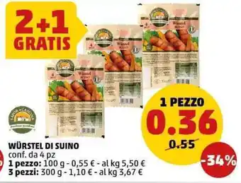 PENNY Würstel di suino offerta