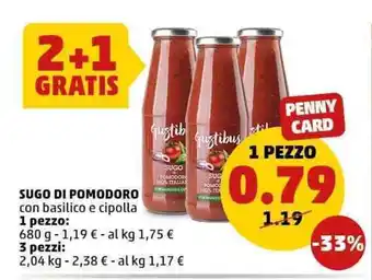 PENNY Sugo di pomodoro con basilico e cipolla offerta