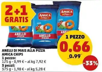 PENNY Anelli di mais alla pizza amica chips offerta