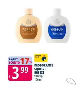 Tigros Deodorante squeeze BREEZE offerta