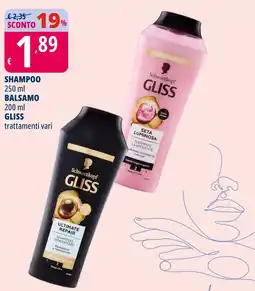 Tigros Shampoo balsamo GLISS offerta