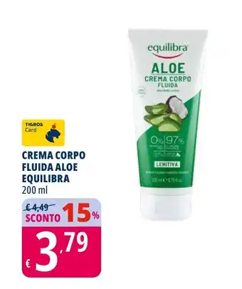 Tigros Crema corpo fluida aloe EQUILIBRA offerta