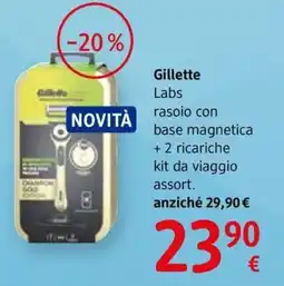 dm drogerie markt Gillette Labs rasoio con base magnetica + 2 ricariche kit da viaggio offerta