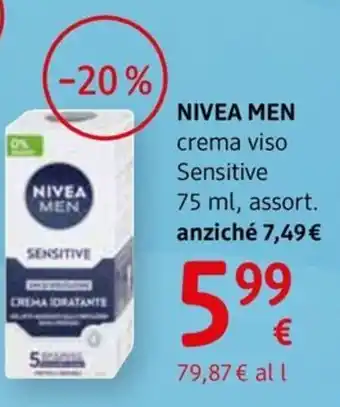 dm drogerie markt NIVEA MEN crema viso Sensitive offerta