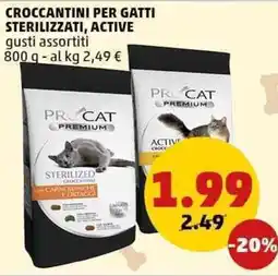 PENNY Croccantini per gatti sterilizzati, active gusti assortiti offerta