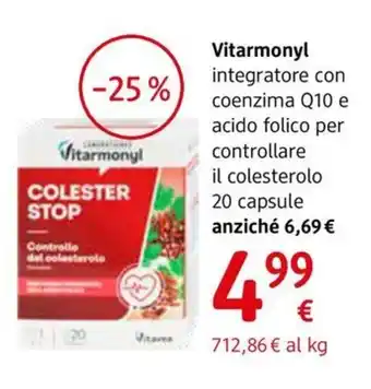 dm drogerie markt Vitarmonyl integratore con coenzima Q10 e acido folico per controllare il colesterolo 20 capsule offerta