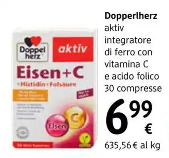 dm drogerie markt Dopperlherz aktiv integratore di ferro con vitamina C e acido folico 30 compresse offerta