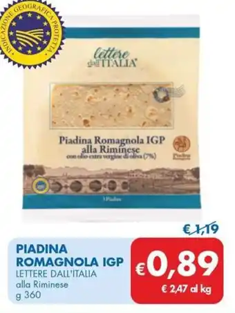 MD Discount Piadina romagnola igp LETTERE DALL'ITALIA offerta