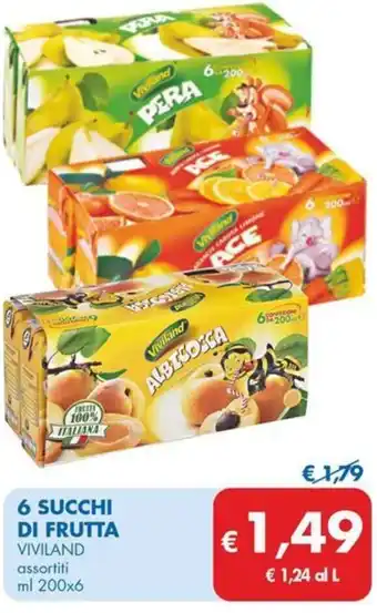 MD Discount 6 succhi di frutta VIVILAND offerta