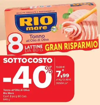 Carrefour Market Tonno all'Olio di Oliva Rio Mare offerta