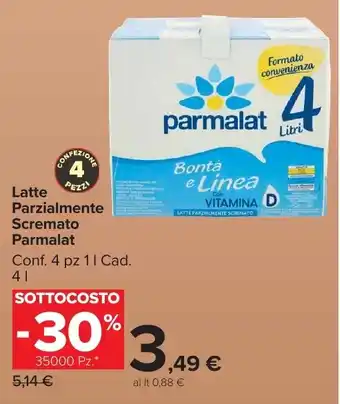 Carrefour Market Latte Parzialmente Scremato Parmalat offerta