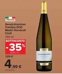 Carrefour Market Gewürztraminer Trentino DOC Mastri Vernacoli Cavit offerta