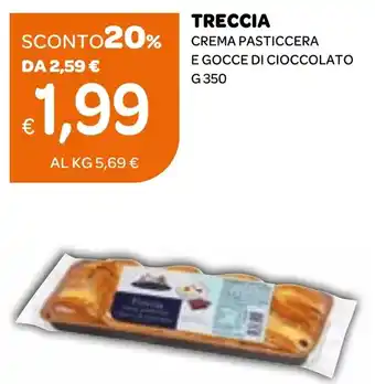 Ekom Treccia crema pasticcera e gocce di cioccolato offerta