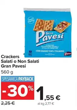 Carrefour Market Crackers Salati o Non Salati Gran Pavesi offerta