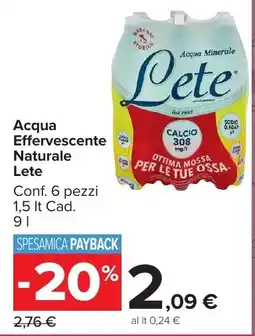 Carrefour Market Acqua Effervescente Naturale Lete offerta