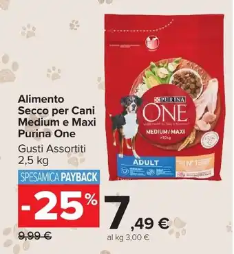 Carrefour Market Alimento Secco per Cani Medium e Maxi Purina One offerta