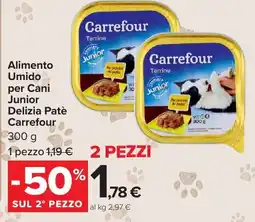 Carrefour Market Alimento Umido per Cani Junior Delizia Patè Carrefour offerta